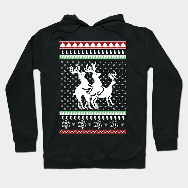 Ugly Christmas Party Sweater Humping Reindeer Funny Gift Hoodie by zopandah